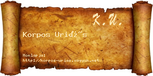 Korpos Uriás névjegykártya