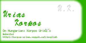 urias korpos business card